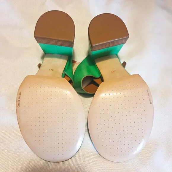 A.S.98 Green Leather Heeled Sandals, NWT, Womens EU 40/US 9.5-10 - Picture 2 of 5
